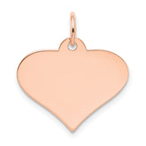 14K Rose Gold Plain .013 Gauge Engraveable Heart Disc Charm